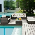 thumbnail image 6 of Topcobe 6 Pcs Patio Rattan Furniture Set with Sectional Cushion, Outdoor Patio Furniture for Garden Backyard-White, 6 of 12