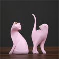 thumbnail image 3 of Visland Pink Cat Statue Ornaments, Nordic Style Cats Art Sculpture Home Decor Office Home Crafts Living Room Bookshelf, 3 of 8