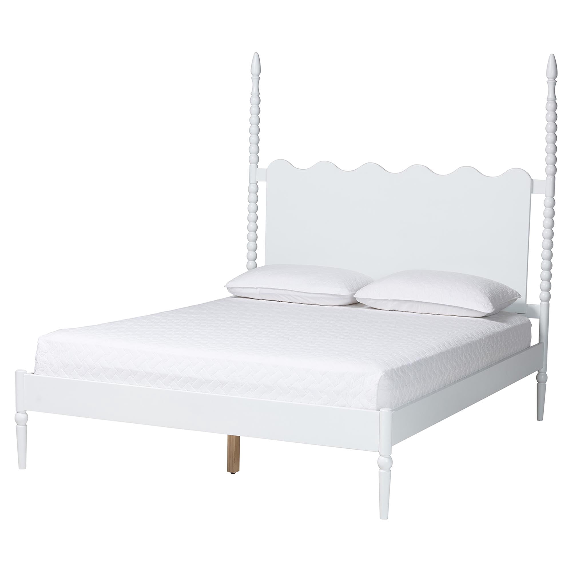 Baxton Studio Brantley Modern Farmhouse Platform Bed, Queen, White