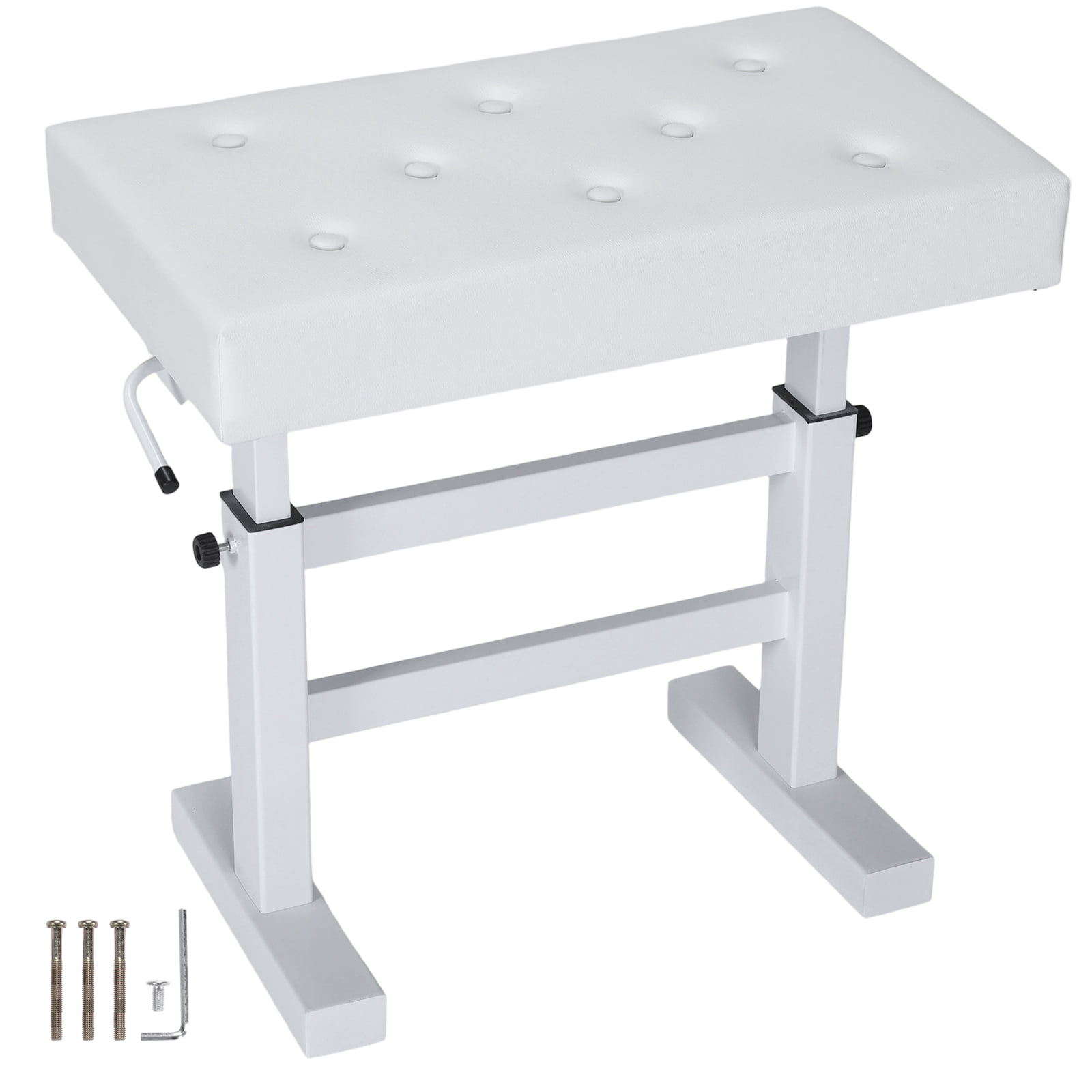 golytefs Hydraulic Lifting Keyboard Bench Pu Leather Height Adjustable Piano Bench Non-slip High-density Sponge Thickened Chair Load Up To 396LBS for Home/music Room/classroom (White)