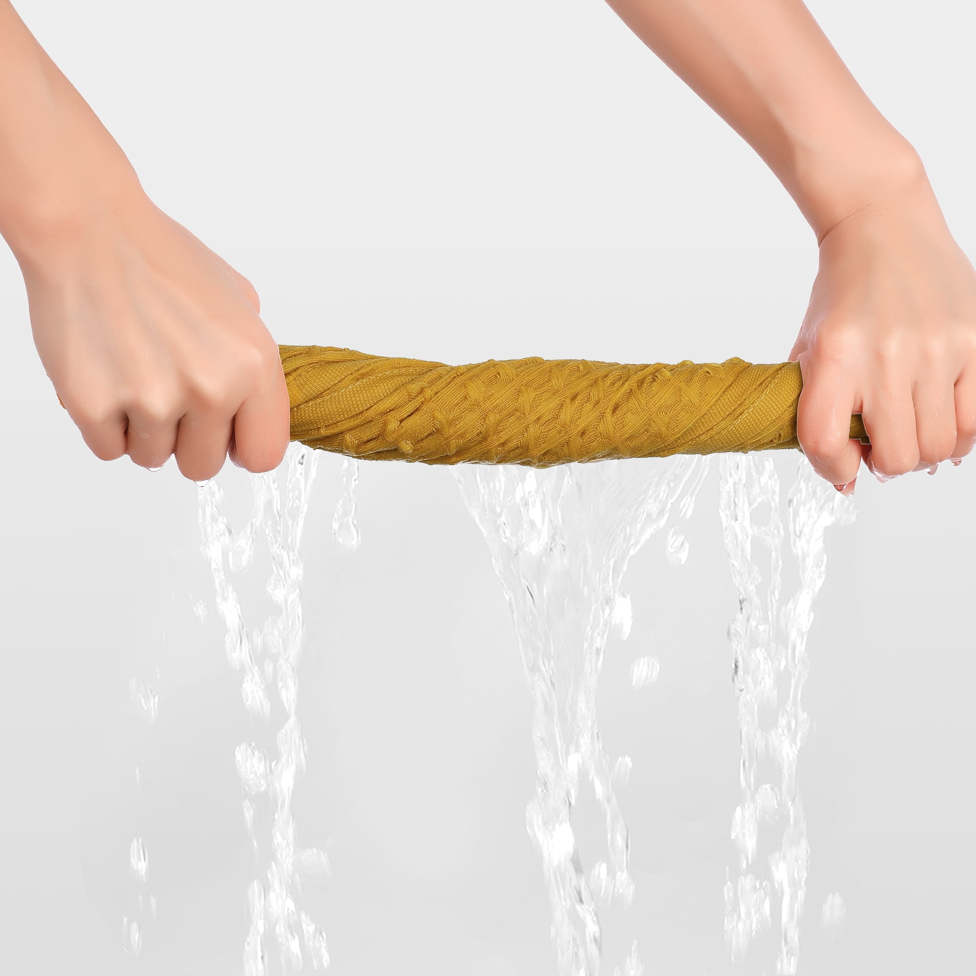 Unique Bargains Cotton Highly Absorbent Hand Towels 14 x 32 Inches for Bathroom Kitchen Yellow 4pk