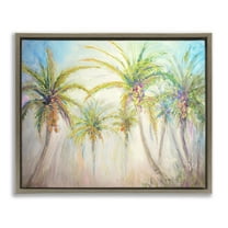 Stupell Industries Swaying Palms Abstract Botanical & Floral Painting Brown Floater Framed Canvas Art Print Wall Art, 31 x 25