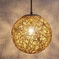 thumbnail image 1 of Lámpara colgante retro marrón claro de ratán, redonda, de 15 cm, con forma de globo, lámpara de techo DIY E27 para sala de estar, restaurante, centro comercial, bar, 1 of 5