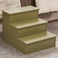 thumbnail image 2 of Kings Brand Furniture Smith 3 Step Wood Step Stool for Adults or Kids, Dog Stairs, Lemon Pepper, 2 of 3