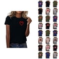 thumbnail image 1 of T-shirts de la Saint-Valentin pour Femmes 2026 Mode Manches Courtes Col Rond Cœur Graphique, 1 of 4