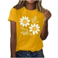 thumbnail image 2 of QUNYINEY Crew Neck Tee Shirts Womens Floral Short Sleeve Casual Tops Pullover Going Out Loose Shirts, 2 of 4
