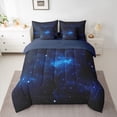 thumbnail image 3 of Manfei Black Blue Galaxy 7-Piece Bedding Comforter Set, Mystic Starry Sky King Bedding Sets, Glitter Dreamy Stars Print Reversible Bed Sheets, Lightweight Room Decor, 3 of 8