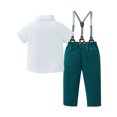 thumbnail image 2 of CARETOO Toddler Boy Clothes Formal 3pcs Set Dress Shirt Bowtie Suspender Pants Party 95% Cotton 1-5T, 2 of 15