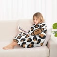 thumbnail image 4 of Brown Footballs with Leopard Spots Pattern Blanket Hoodies for Kids 6-13YR Oversize Wearable Blanket Hoodies for Boys Girls Teens, 4 of 7