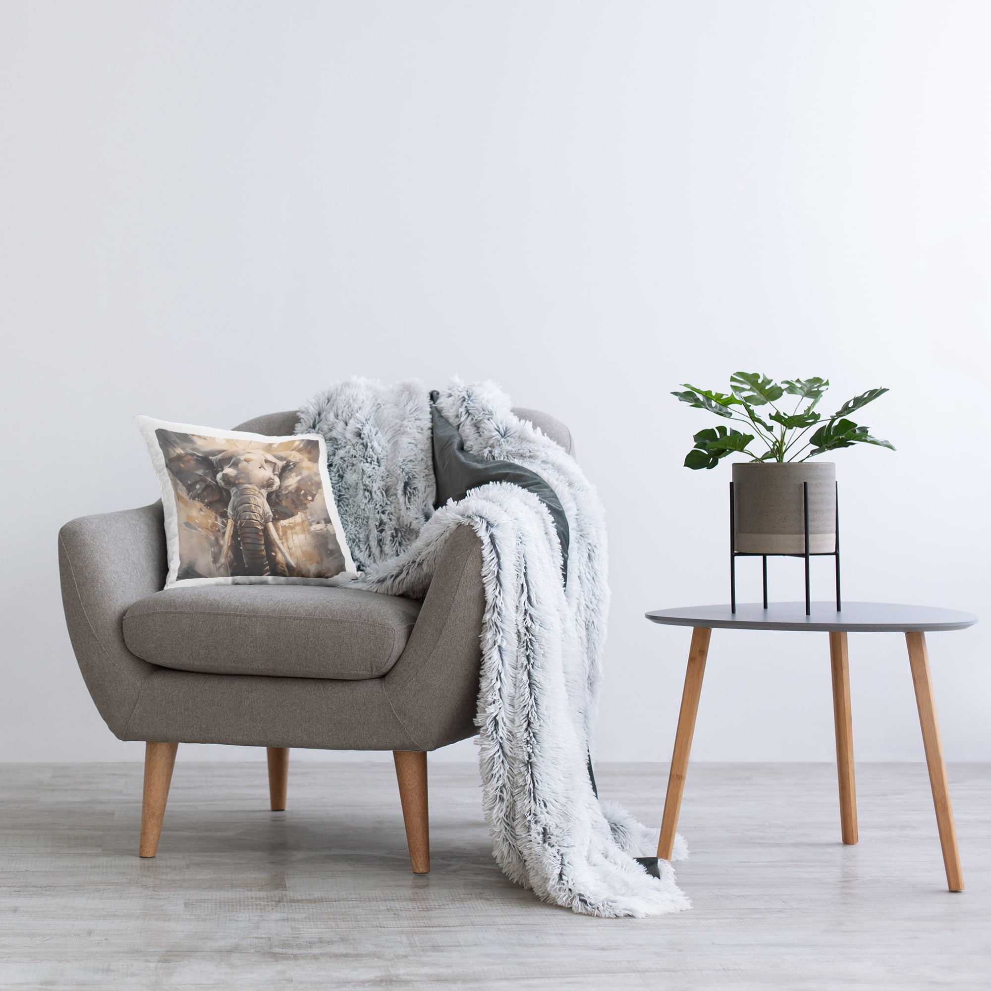 Stupell Industries Modern Splatter Elephant Decorative Printed Throw Pillow Design by Noah Bay.