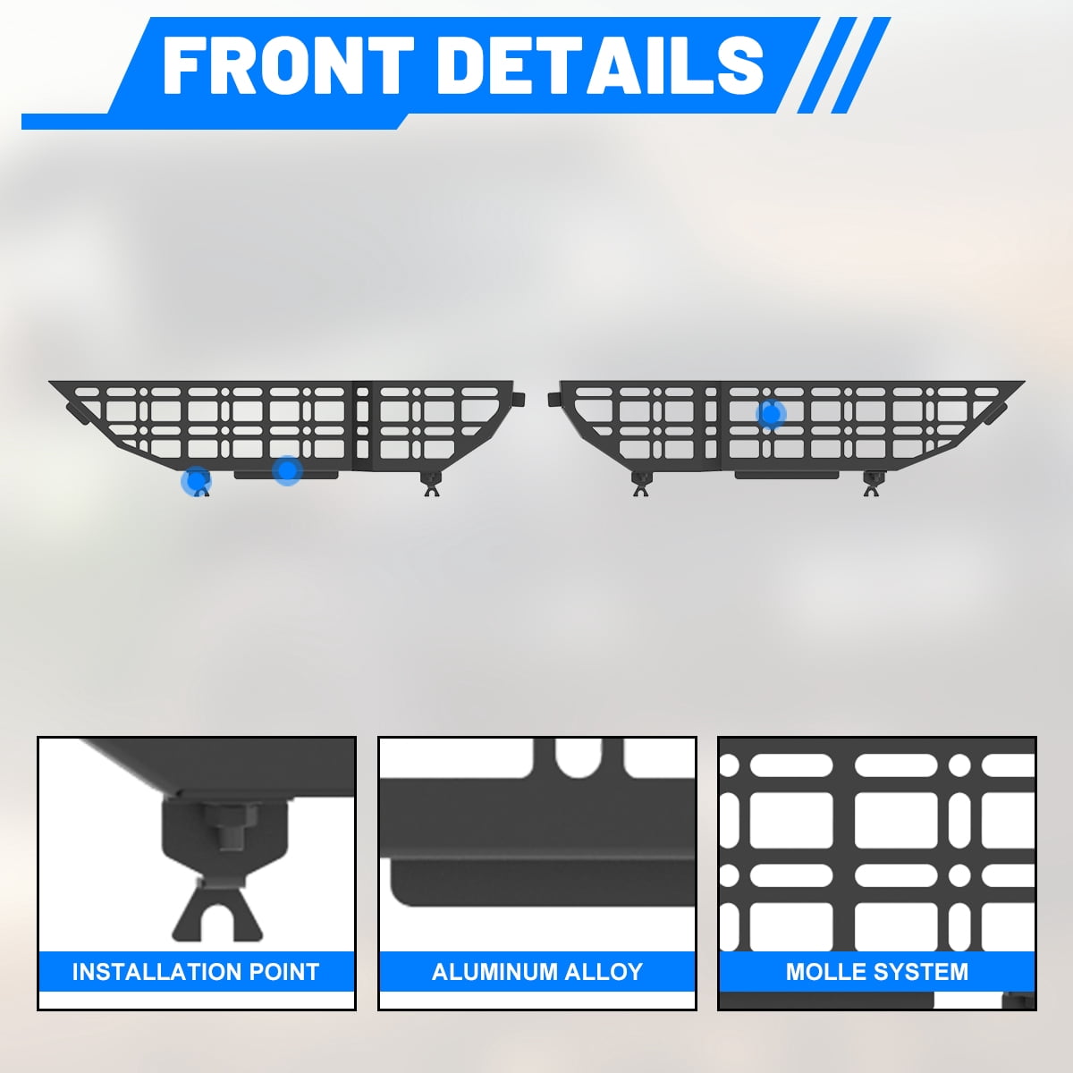 Front Door Pocket Storage Molle Panel Kit for Jeep Wrangler JL 2018-2025,for 2020-2025 Jeep Gladiator JT Steel Plate Material,Snap-In Design,Black Textured Powder Coat