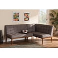 thumbnail image 7 of Baxton Studio Sanford Mid-Century Modern Grey Fabric Upholstered and Walnut Brown Finished Wood 2-Piece Dining Nook, 7 of 7