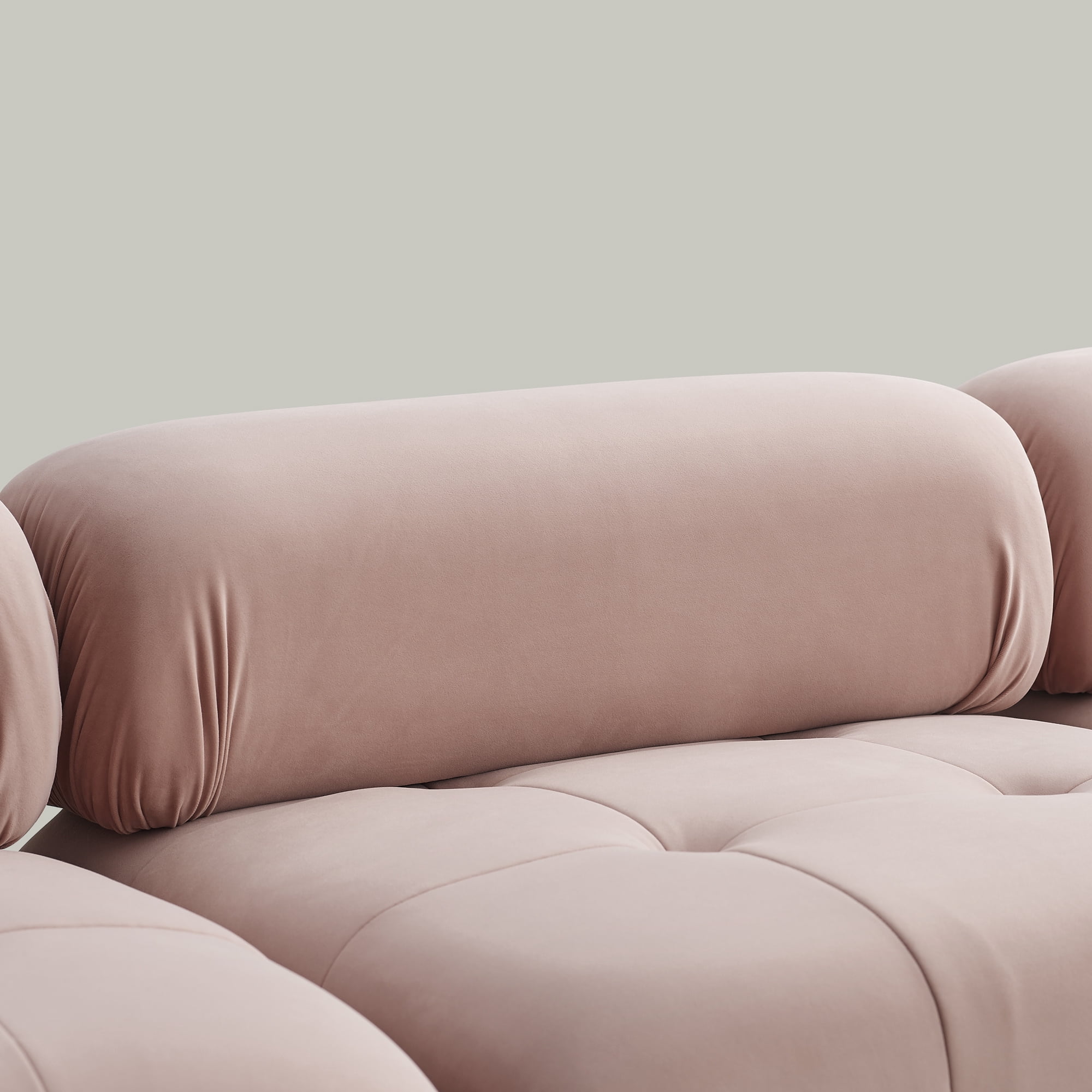 Aukfa 93" Sectional Sofa, Living Room Modular Couch with Ottoman, Pillow Top Arms, Velvet, Pink