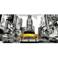 thumbnail image 2 of Lauren 14x9 Black Ornate Wood Framed with Double Matting Museum Art Print Titled - Vintage Taxi in Times Square, NYC, 2 of 4