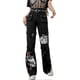 thumbnail image 3 of Women Y2k High Waisted Jeans Loose Wide Leg Denim Trousers Graphic Print Baggy Cargo Pants Gothic Dark Punk Streetwear, 3 of 5
