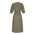 thumbnail image 3 of Gfyviroh Women's Casual Dresses Fall 3/4 Sleeve Belted Maxi Dresses Comfortable Plus Size Crew Neck Dress, 3 of 4