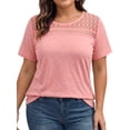 thumbnail image 3 of WellSize Women Plus Size Blouses Dressy Lace Crew Neck Tops Casual Short Sleeve Summer Shirts, 3 of 7