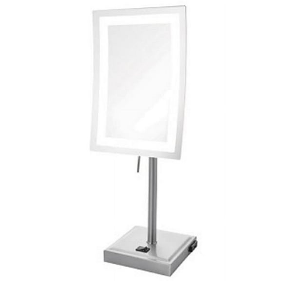 Jerdon Style 5X, 6.5 in. x 9 in., LED Lighted Table Top, Nickel, Height 17 in., AC Convenience Outlet