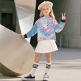 thumbnail image 3 of Xoenoiee Axolotl Cherry Blossom Print Girls Oversized Sweatshirt with Side Slits, Drop Shoulder Pullover Long Sleeve Crewneck Sweaters, Loose Fit Tunic Top, 5-6 Years, 3 of 7