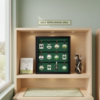 Large 35 Hockey Puck Display Case, Framed Wall Cabinet with