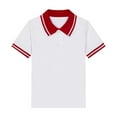 thumbnail image 2 of Eltusu Boys Cotton Polo Shirts, Pullover Lapel Collar Summer Short Sleeve School Uniform Shirts Red Size 3-15 T, 2 of 3