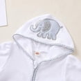 thumbnail image 4 of Curuila Kids Girls Boys Bathrobe Cartoon Prints Hooded Zip Up Short Sleeve Beach Towel Robe Grey Size 3-4 Years, 4 of 6