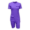 thumbnail image 4 of Njoeus Women's Two Piece Lounge Outfits Bodycon Tracksuit Short Sleeve Tops and Shorts Pants Sets Jogging Biker Workout Pajamas Sets S-3XL, 4 of 4