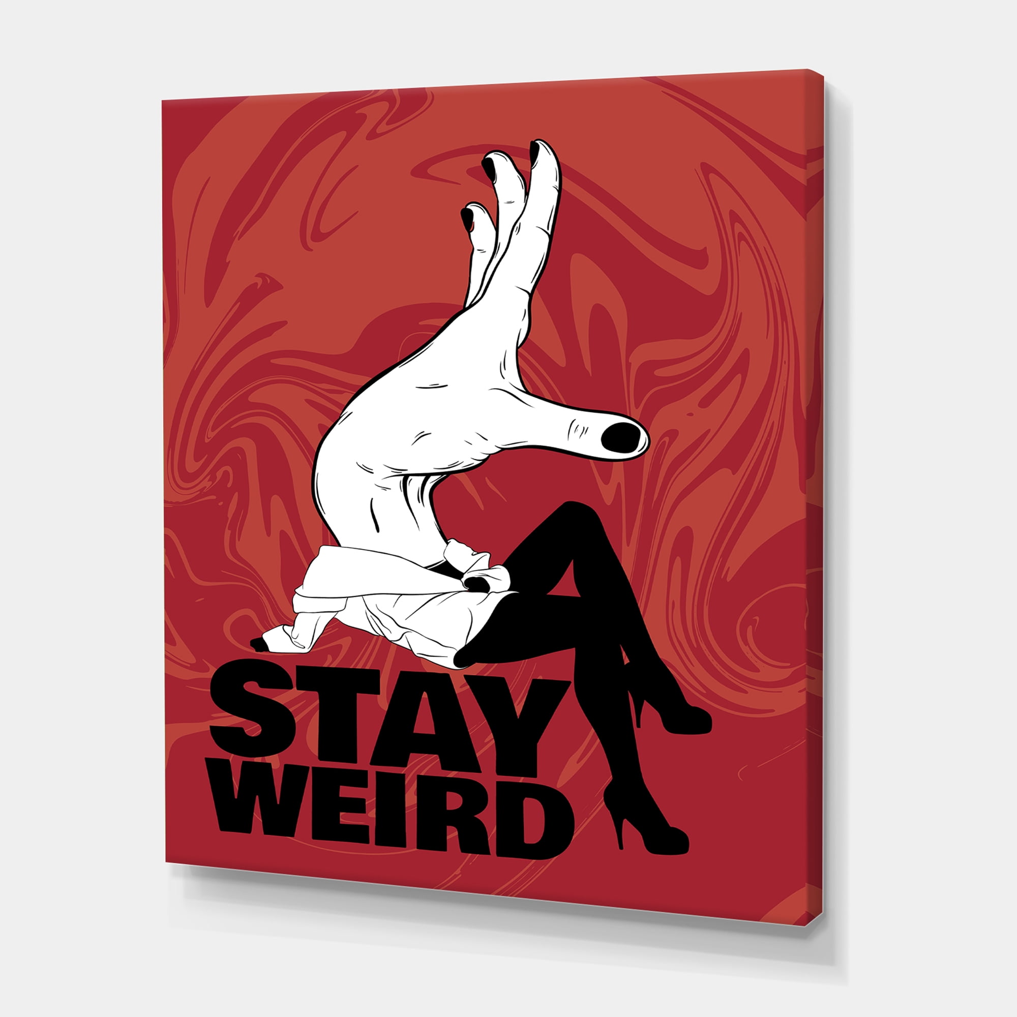 Designart ' Stay Weird Hand Sign ' Vintage Canvas Wall Art Print