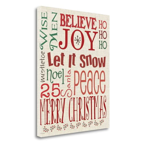 Tangletown Fine Art 'Christmas Typography Linen' by Jo Moulton Textual ...