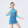 thumbnail image 6 of Otqutp Girls Sequin Tassel Dress Fringe Rhinestone Cut Out Ballet Dresses Halter Cute Shinny Dancewear with Gloves, 6 of 8