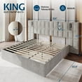 thumbnail image 2 of Merluxy King Size Upholstered Bed Frame with Widened Headboard,Lift-Up Storage Bed and Built-In Reading Light, Velvet Platform Frame, Crey, 2 of 8
