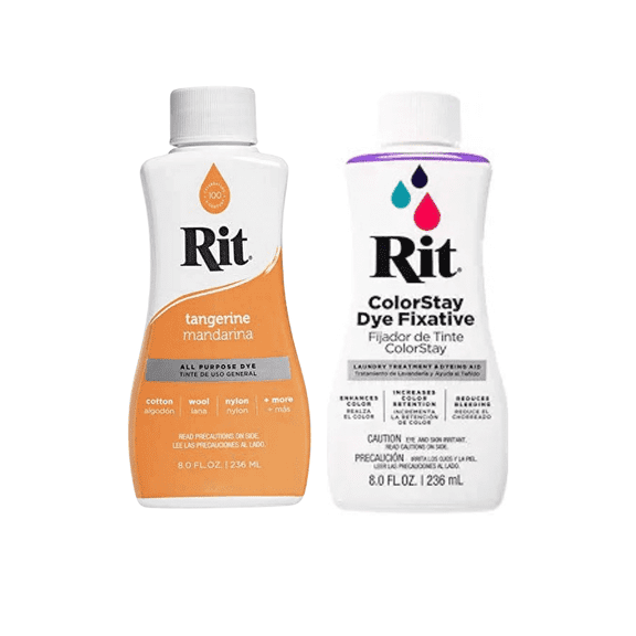 Rit All-Purpose Liquid Dye Tangerine and Color Stay Fixative Dye (8oz)
