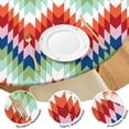 thumbnail image 4 of Vibrant Boho Tablecloth with Elastic Hem and Floral Pattern, Stretch Fit for Round Tables 52-56 Inches, Durable Fabric, 4 of 7