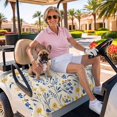 thumbnail image 3 of Golf Cart Seat Covers for 2 Seater, Garden Flora Illustrations Soft Microfiber Cart Seat Towel Blanket, Blue Yellow Flowers Absorbent Breathable Non Slip Bench Seats Protector for Golf Course 51"x31", 3 of 9