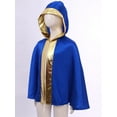 thumbnail image 5 of vastwit Youth Kids Boys Boxing Robe Hooded Cape and Shorts Set 2-Piece Kickboxing Uniform Training Outfit Blue Gold 12, 5 of 7