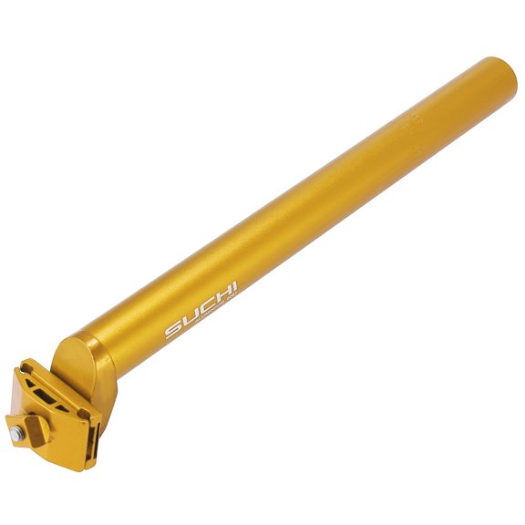 Unique Bargains 30.8x350mm Universal Bike Seat Post Aluminum Alloy Adjustable Seatpost with Clamp Gold Tone