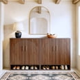 thumbnail image 5 of 24 Pair Shoe Storage Cabinet with Adjustable Shelves, Hidden Shoe Organizer for Entryway, Foyer, Hallway, Walnut Brown, 5 of 13