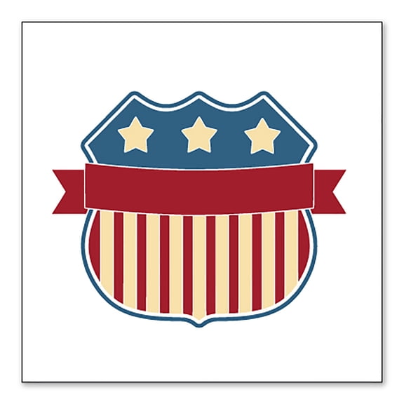 DistinctInk Custom Bumper Sticker - 10" x 10" Decorative Decal - White Background - USA Badge Flag Red White & Blue