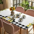 thumbnail image 3 of Lemon Gnomes Table Cloths for 5 Foot Rectangle Tables, Summer Botanical Yellow Fruit Black Lattice Patio Waterproof Elastic Fitted Tablecloths, Washable Rectangular Table Cover for Camping, 3 of 8