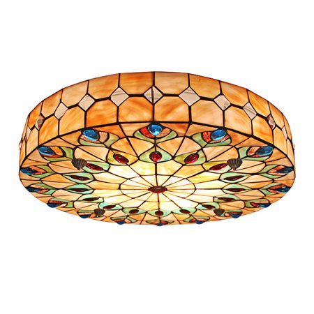 

TFCFL 23 Ceiling Light Fixture Vintage Tiffany LED Flush Mount Ceiling Light Colorful Chandelier Round