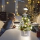 thumbnail image 1 of Mini Árbol de Navidad Flocado de 45 Cm de Pino Artificial Blanco con Luces Led | Pequeña Decoración Navideña de Escritorio | Base de Madera Estable | Ideal para Apartamentos, Dormitorios, Oficinas, M, 1 of 6