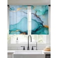thumbnail image 4 of Sheer Curtains 54 Inches Long, Turquoise Marble Light Filtering Window Curtains for Living Room, Abstract Green Modern Luxury Cracks Rod Pocket Voile Sheer Curtain Drapes, 52"W x 54"L, 2 Panels, 4 of 8