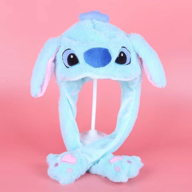 Disney Stitch-gorros luminosos de felpa para mujer y niño, gorros luminosos con orejas en movimiento, divertidos, con orejas de conejo