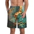 thumbnail image 1 of Fotbe Emerald Color Gold Marble Trajes de Baño Estampados para Hombre, Shorts de Verano de Secado Rápido, Ropa de Playa, Bañadores-XX-Large, 1 of 6