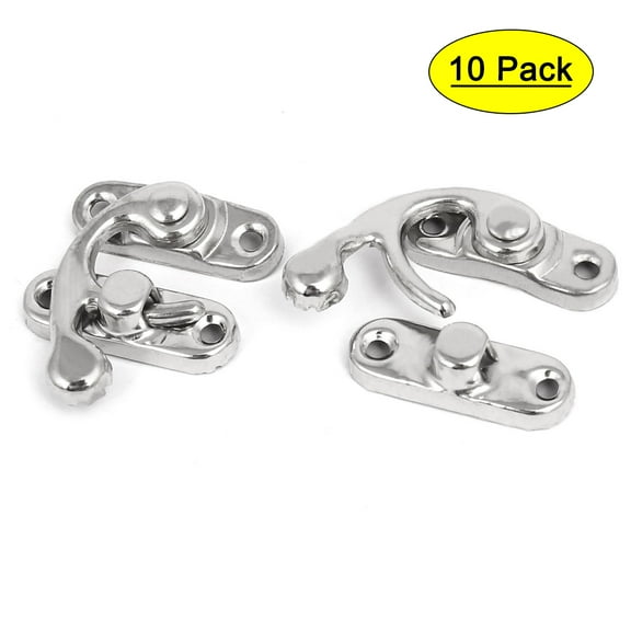 Unique Bargains Gift Box Left Swing Metal Arm Clasp Latches Toggle Hasp Silver Tone 10Pcs