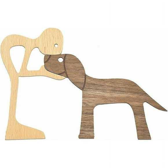 Dww-figures En Bois Sculpture Ornements (homme Et Chien) Figure En Bois Statue Figure Dcorative Pour Dcoration De Table, Ornements, Cadeau