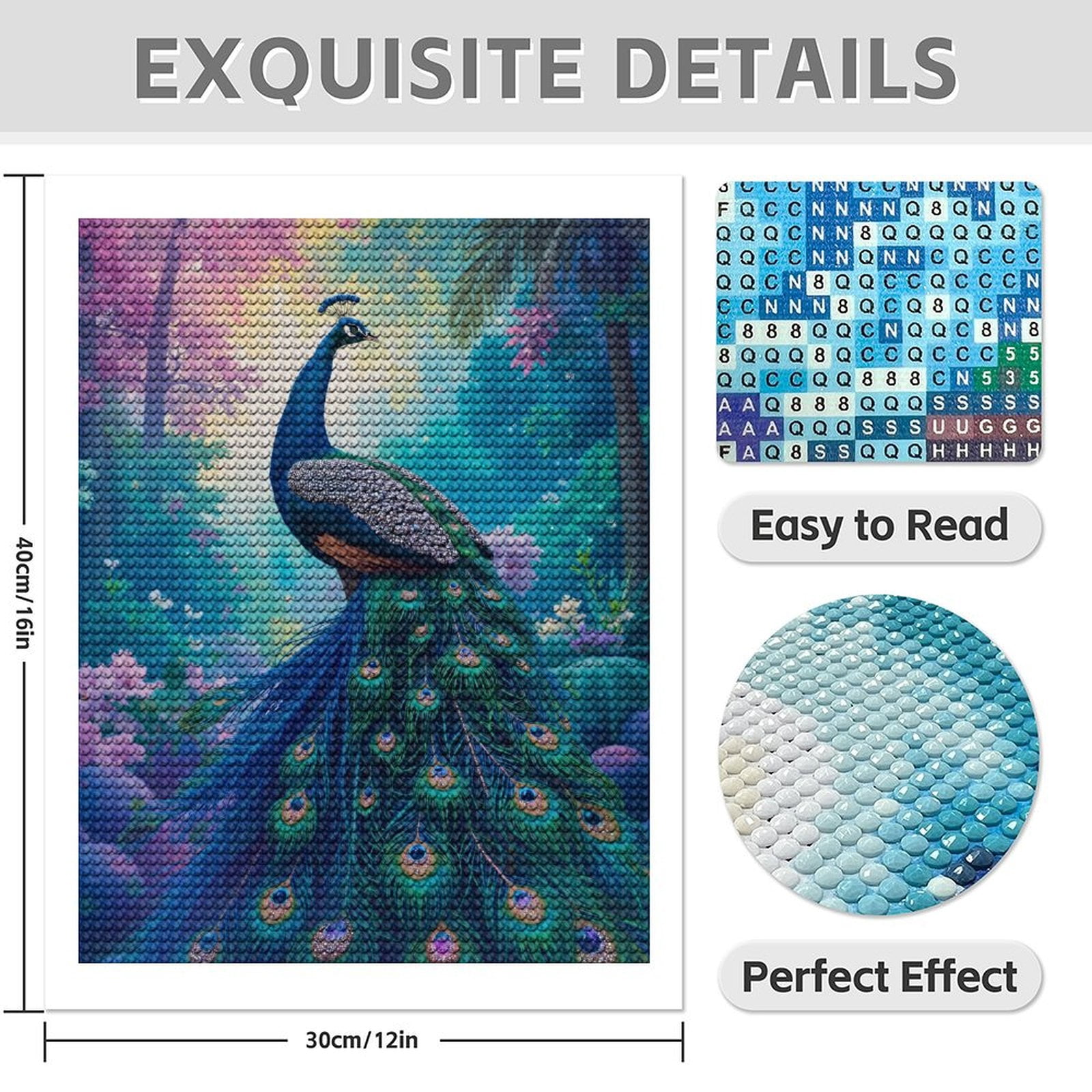 Diamond Art Kits for Adults - 5d Peacock Forest Colorful Scene Diamond Painting for Adults, Diamond Art for Adults Beginners, Diamond Painting Kits for Adults for Home Wall Decor