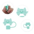 thumbnail image 3 of Unique Bargains 4 Pcs Bow Straw Cover Cap for Office Light Green Silicone, 3 of 5