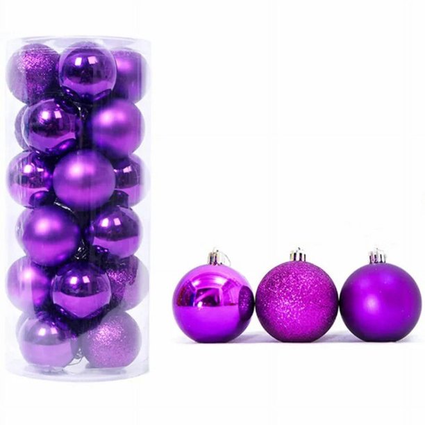 Bolas colgantes de plástico con purpurina para decoración de árbol de Navidad, suministros coloridos para decoración de jardín y Casa, 24 piezas, 3cm