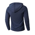 thumbnail image 6 of Men's Solid Color Stand Collar Quarter-Zip Hoodie, Casual Pullover Sweatshirt with Button Placket, Loose Fit Big & Tall Activewear, Fall Spring Gym Workout,Navy,2XL, 6 of 6